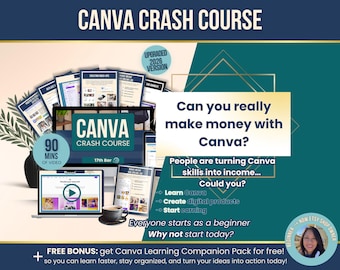 Corso intensivo di Canva Tutorial di Canva per principianti Come usare Canva Guida Corso digitale di Canva per vendere prodotti digitali stampabili Nessuna esperienza di progettazione