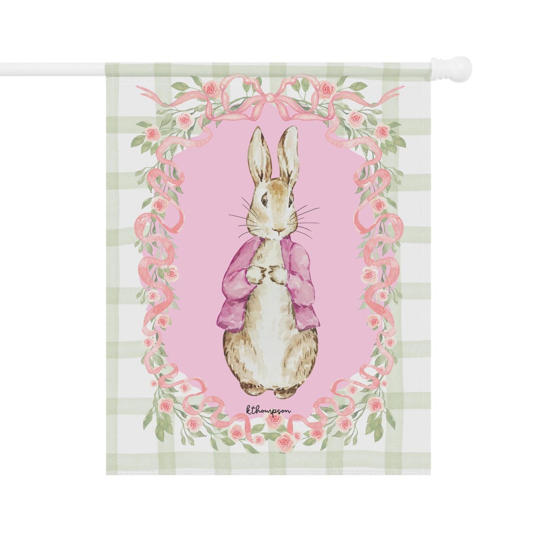 Peter Rabbit Easter Banner Peter Rabbit Floral Bunny Garden Flag | House Banner, Spring Easter ...