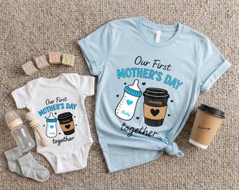 First Mothers Day Shirt 2026, Mom Baby Shirt, Personalised Matching Our First Mother's Day Shirt, Funny Mummy and Baby Gift