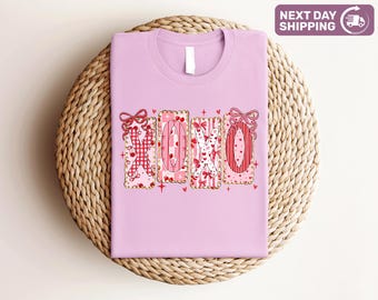 XOXO Shirt, Valentine's Day Shirt, Galentine's Day Matching Tees, Coquette Bow Valentines Tee, Womens Valentine Shirt, Valentine's Day Gift