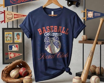 Baseball Mama Social Club Shirt, Game Day Mama Tee, Baseball Moms Club Shirt, Gameday Doodle Baseball Tee, Trendy Women's Baseball Tee