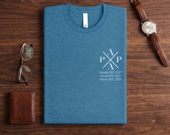 Custom Papa Shirt With Kids Names, Personalized Papa Shirt, Fathers Day Gift For Papa, Custom Established Year Shirt, Papa Est 2026