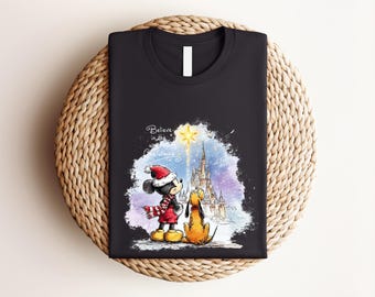 Believe in the Wonder of Christmas Mickey Shirt, Disney Christmas Shirt, Mickey and Minnie Xmas Party Tee, Very Merry Christmas Party Shirt