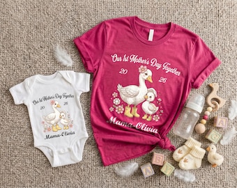 Personalized Mama Shirt, First Mothers Day Shirt, Our 1st Mothers Day Together Shirt, New Mom Gift, Custom Baby Name Tee, Mom Baby Tee