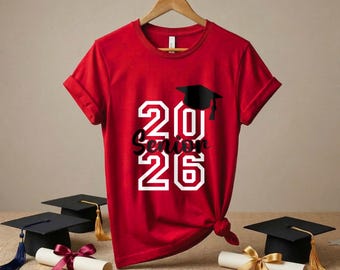 Senior 2026 Shirt, Graduation Tee, Senior Gift, Proud Senior Tee,  Coquette Senior 2026 Tee, Retro Class of 2026 Graduation Gift