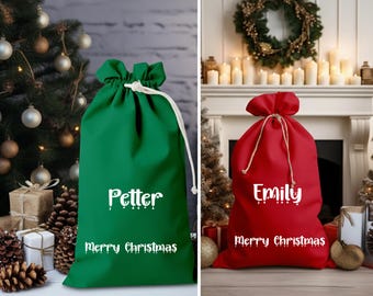 Personalized Santa Sack, Kids Christmas Gift Bag, Holiday Toy Sack, Custom Christmas Eve Bag, First Christmas Present Sack, Gift for Him/Her