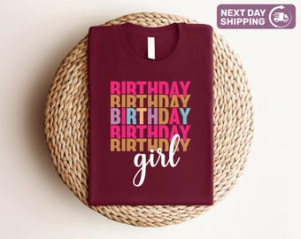 Birthday Girl Shirt, Birthday Squad Shirt, Colorful Youth Tee, Cute Teenage Birthday Party TShirt, Girlfriend Gift,Birthday Party Girl Shirt