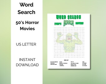 Chilling 1950's Horror Movie Word Search Game - Haunted Puzzle Fun