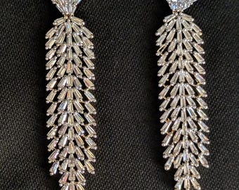 Sparkly CZ Earrings| American Diamond Danglers| Indian Bridal earrings| AD Chandelier Earrings
