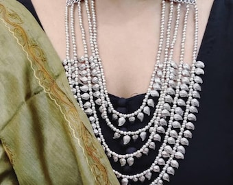 Afghani Bead Necklace| 5 Line Kuchi Necklace| German Silver| Bollywood Jewelry| Oxidized Silver Necklace| Turkmen Jewelry