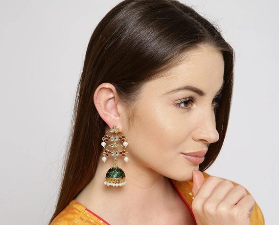 Buy Meenakari Jhumka Earrings| Indian Jhumki| Enamel Paint Jhumka