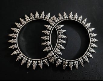 Oxidized Silver Kada Bangles| Bollywood Jewelry| Tribal Jewelry| German Silver Kadas| Banjara| Boho| Kolhapuri Bangles