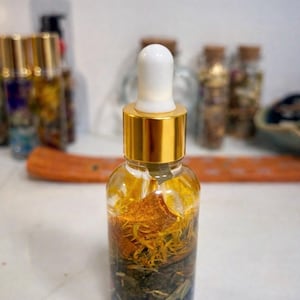 Manifestation Ritual Oil – Crystal Infused Herbs, Intention Setting Tool image 1