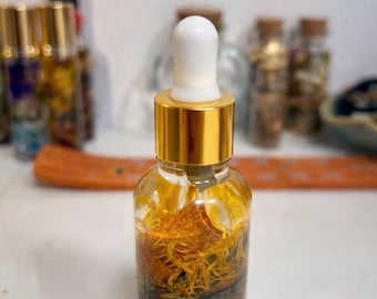Manifestation Ritual Oil – Crystal Infused Herbs, Intention Setting Tool