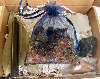 Caja de rituales de protección: kit de limpieza energética, protección del aura y protección espiritual: vela, hierbas y cristales.
