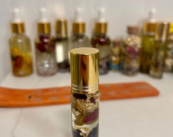 Aceite corporal en roll-on con cristales para realzar el glamour – Potencia el aura, aumenta la confianza y la atracción (10 ml)