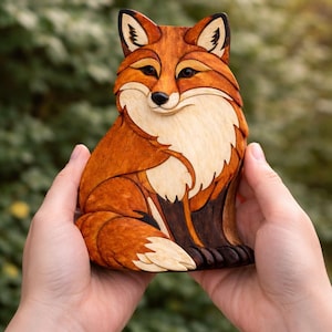 Fox Intarsia Scroll Saw Pattern PDF | Woodland Fox Woodworking Plan | Digital Download