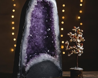 12 Inch Raw Amethyst Geode | Purple Crystal Cluster, Spiritual Decor