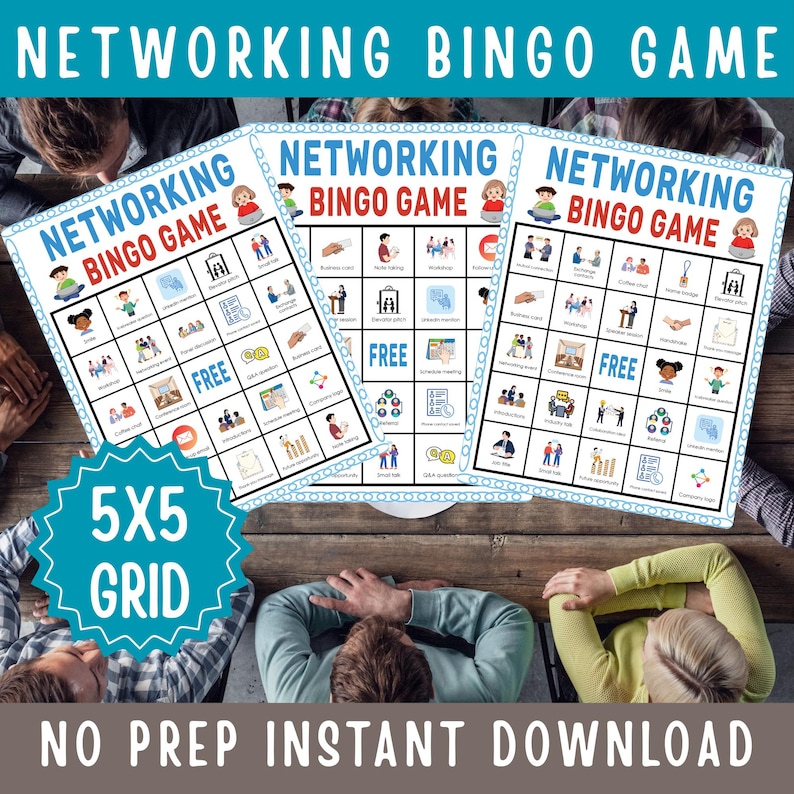 Networking Line Game Networking Bingo Game Printable Professional Icebreaker Activity for ...