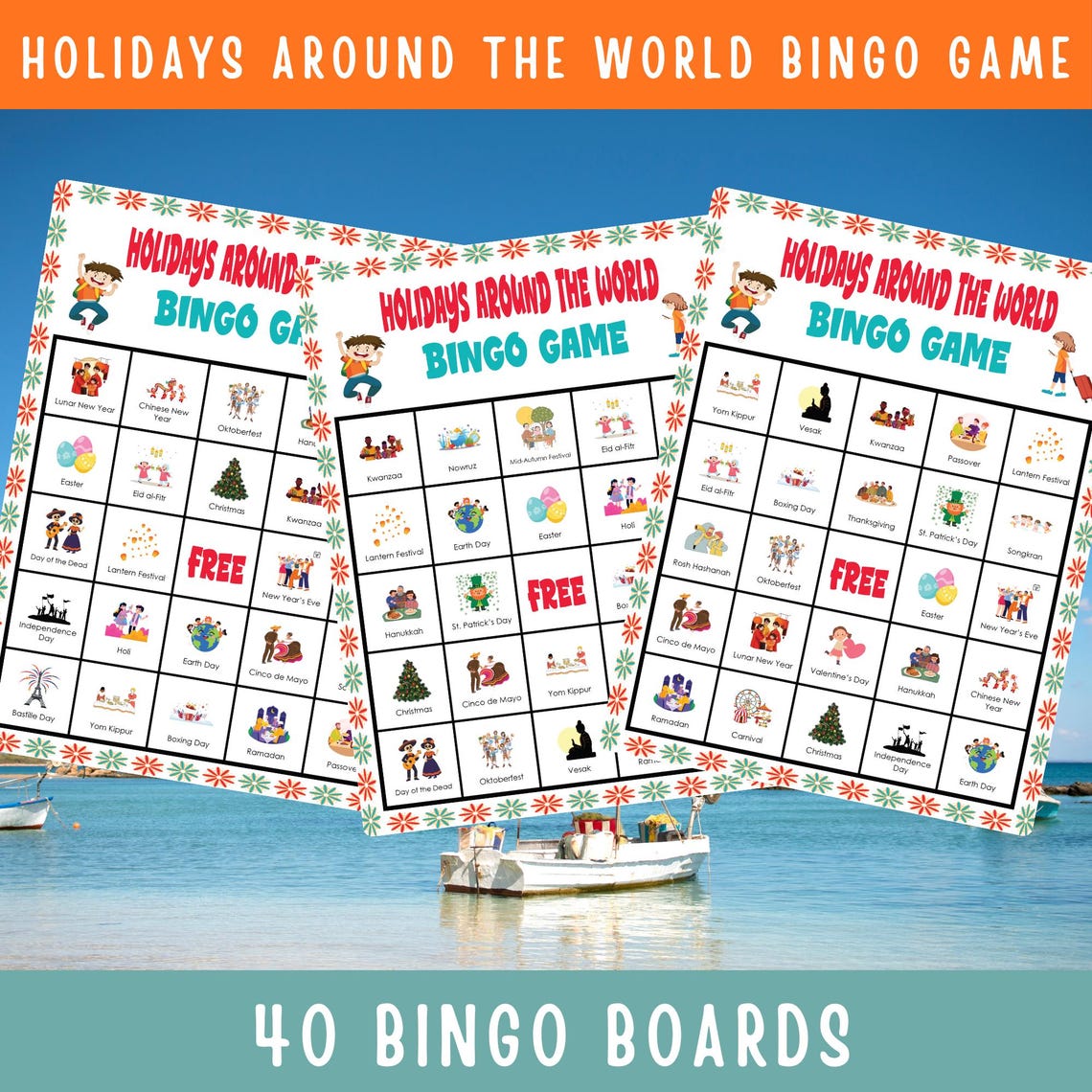 Holidays Around the World Bingo Game | Cultural Celebration Bingo ...