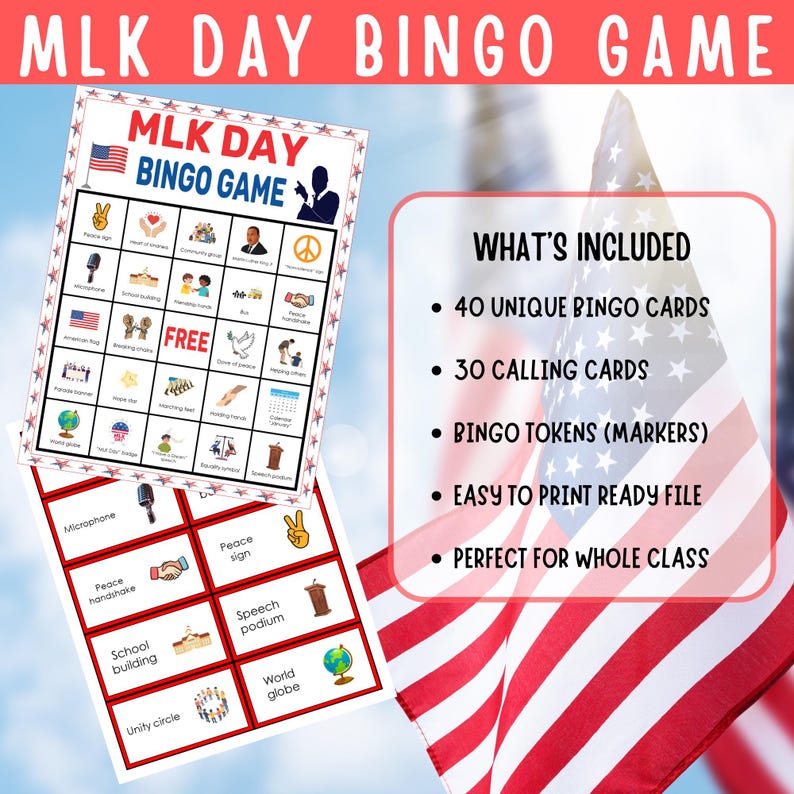 MLK Day Bingo Game | Martin Luther King Jr Activity | Classroom MLK ...