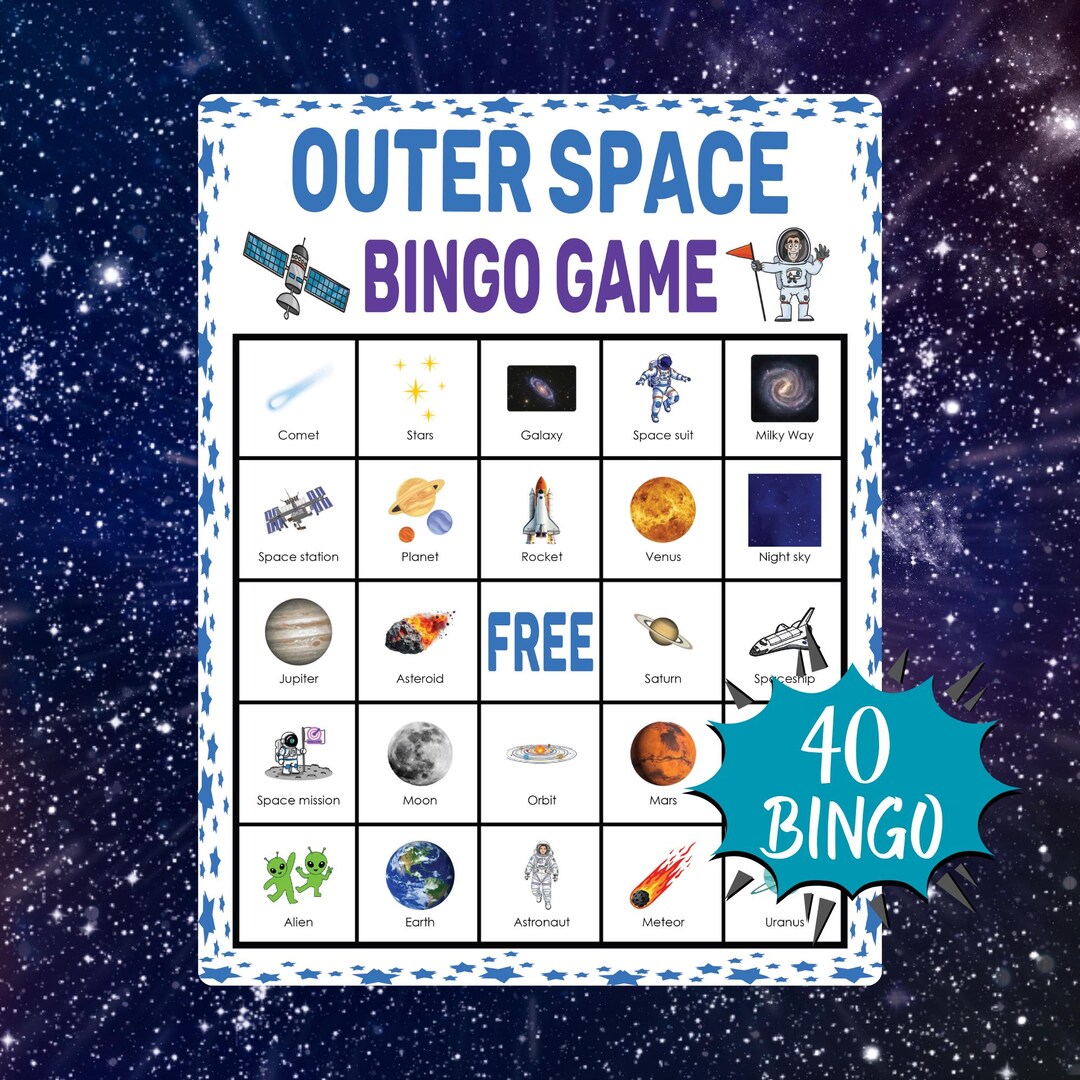 Outer Space Bingo Game Printable Astronomy Activity for Kids Classroom ...