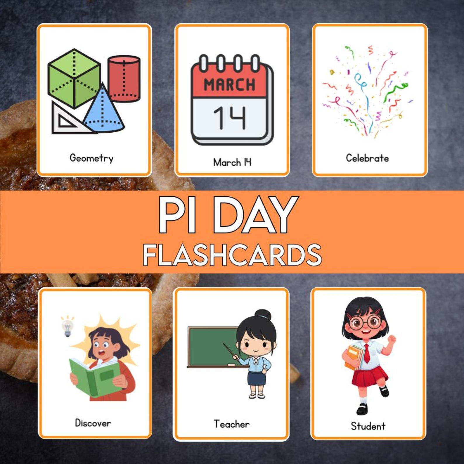 Pi Day Flashcards for Kids Printable | Math Vocabulary Cards for 3.14 ...