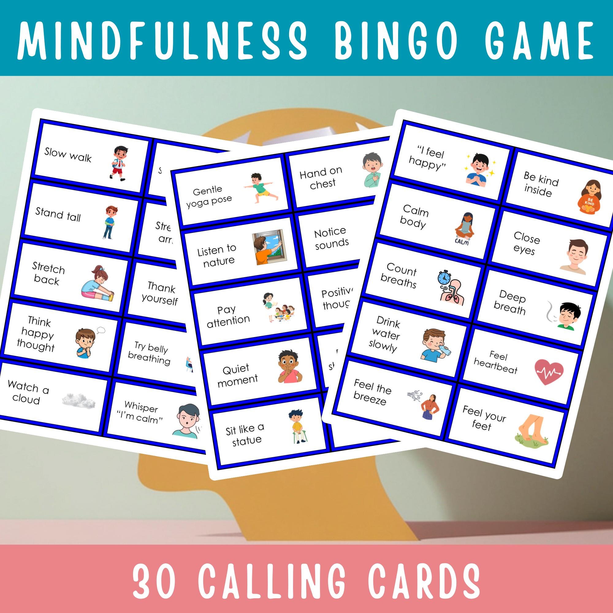 Mindfulness Bingo Game Printable Calm Focus Activity for Kids Classroom ...