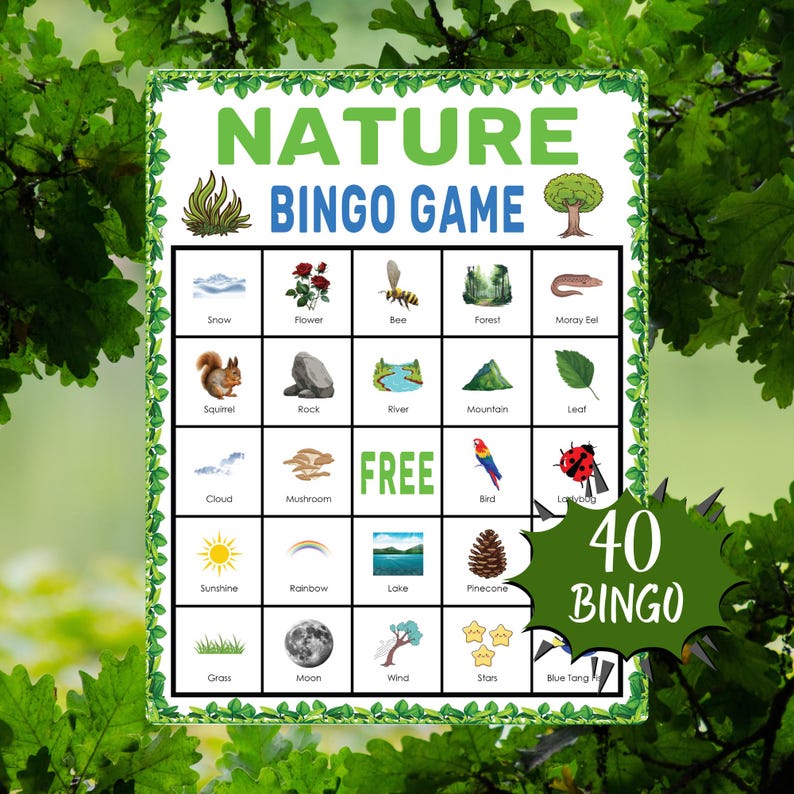 Nature Bingo Game Printable Outdoor Adventure Activity for Kids ...
