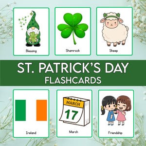 St. Patrick’s Day Flashcards for Kids Printable | March Vocabulary Cards for Preschool Kindergarten Homeschool Classroom Activity