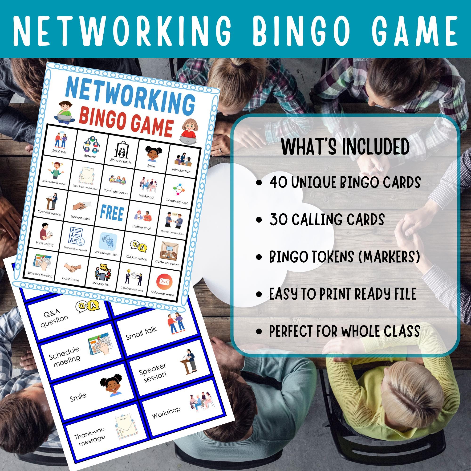 Networking Bingo Game Printable Professional Icebreaker Activity for ...