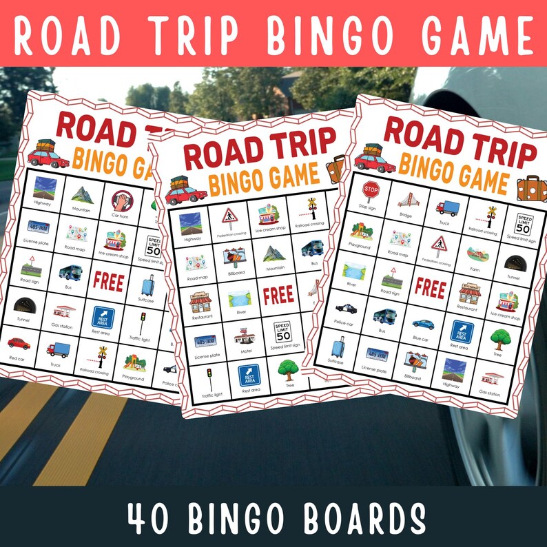 Road Trip Bingo Game Printable Travel Activity for Kids Family Car ...