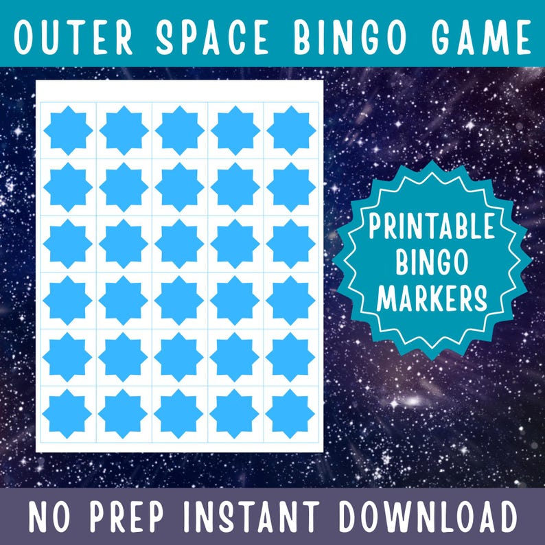 Outer Space Bingo Game Printable Astronomy Activity for Kids Classroom ...