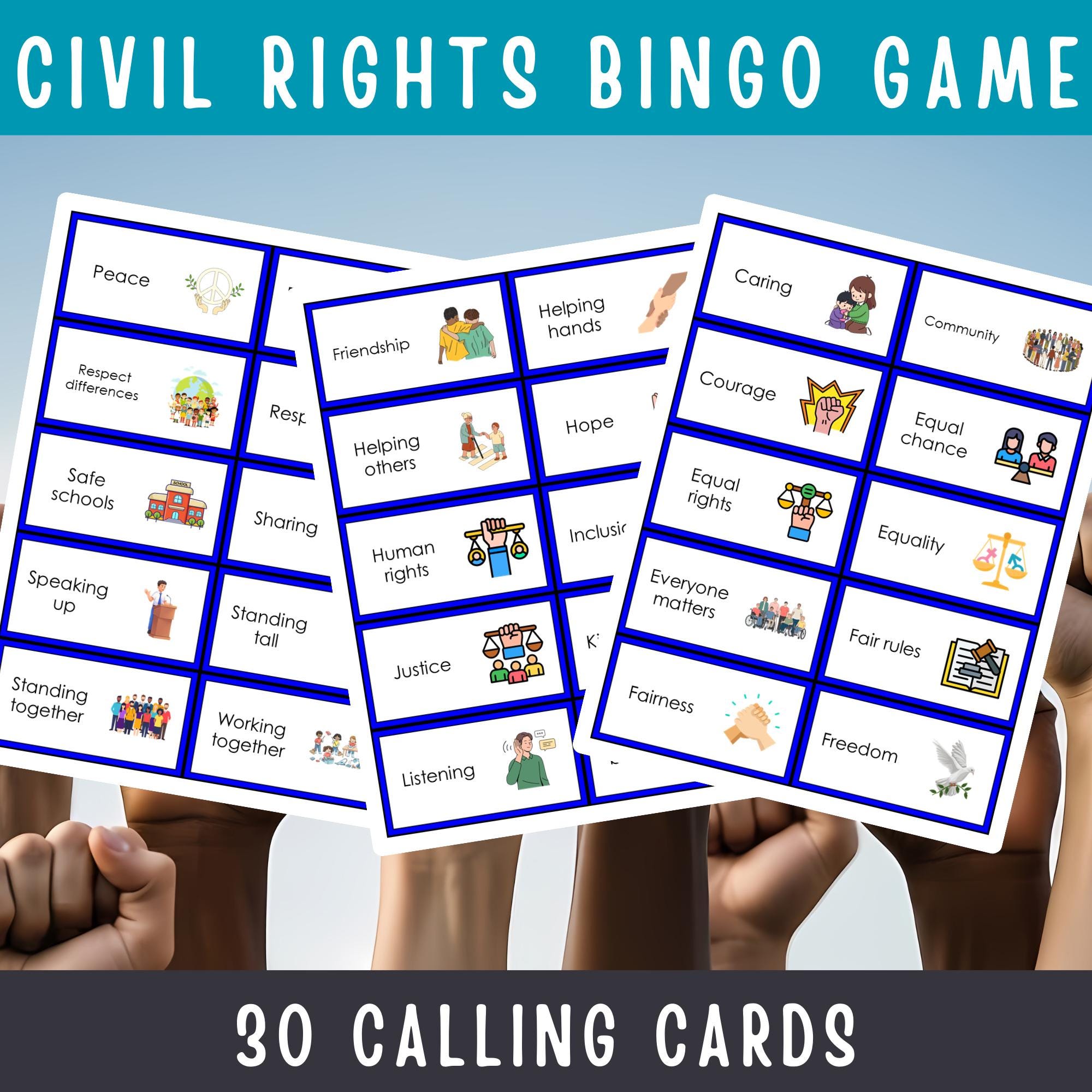 Civil Rights Bingo Game Printable History and Social Studies Activity ...