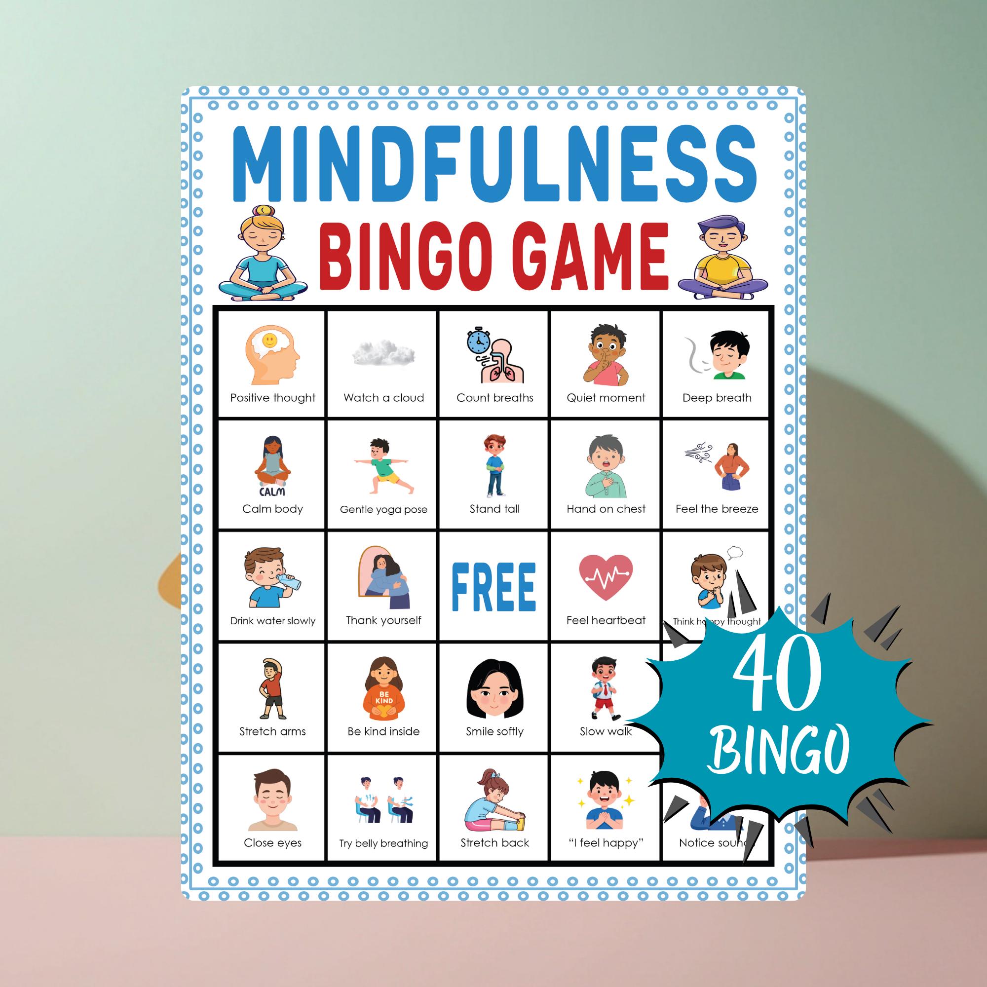 Mindfulness Bingo Game Printable Calm Focus Activity for Kids Classroom ...