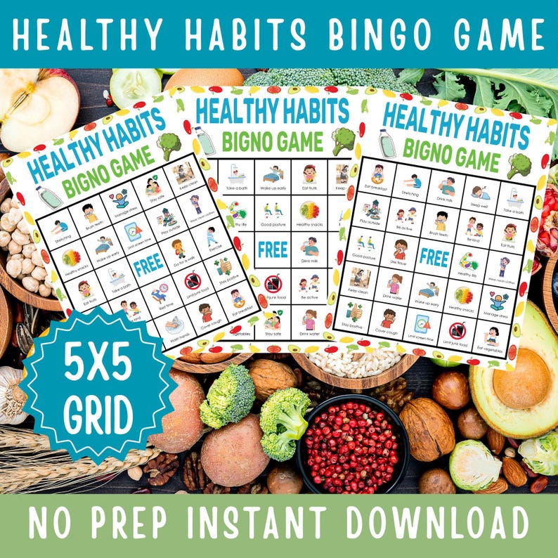 Healthy Habits Bingo Game Printable Wellness Activity for Kids ...