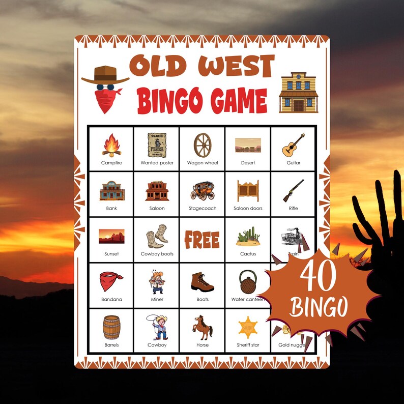 Old West Bingo Game | Wild West-themed Printable for Kids | Cowboy ...