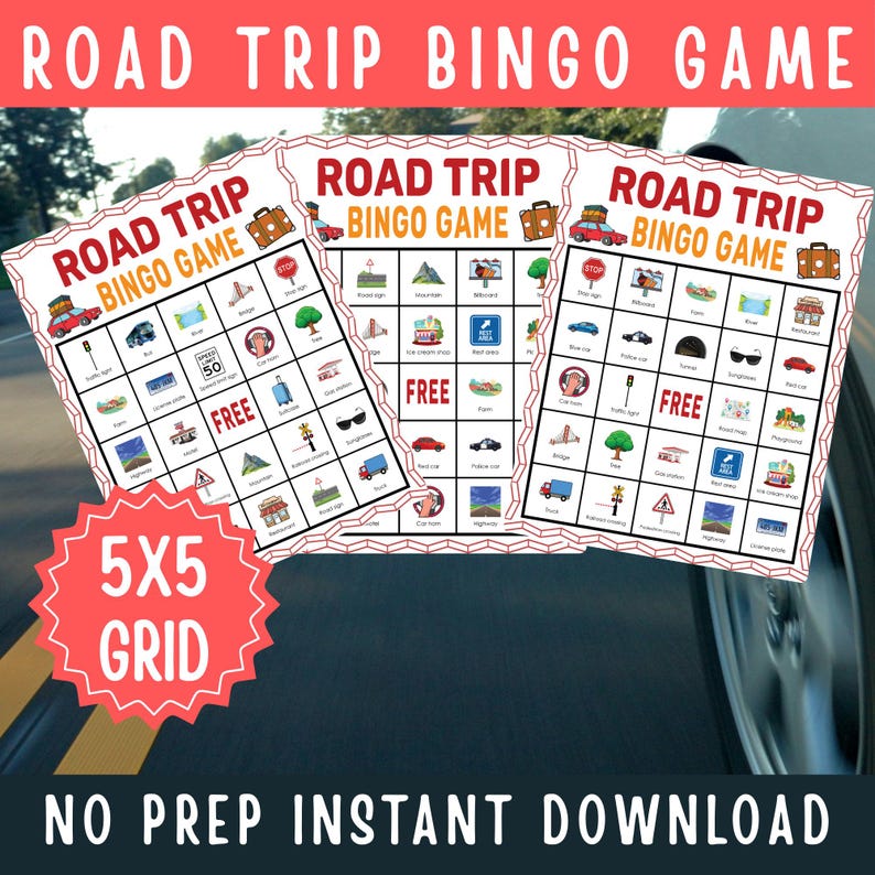 Road Trip Bingo Game Printable Travel Activity for Kids Family Car ...