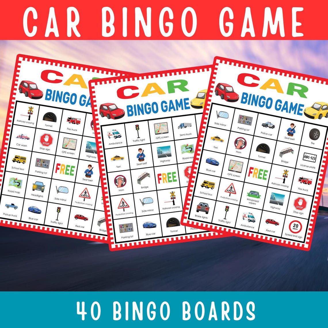 Car Bingo Game | Fun Printable Vehicle Activity for Kids, Classroom ...