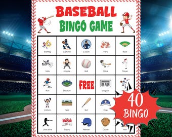 Baseball Bingo Game | Sports-Themed Learning & Fun Printable for Kids | Classroom, Birthday Party, Team Activity, or Family Game Night