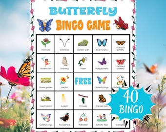 Butterfly Bingo Game | Insect-Themed Printable Activity for Kids | Nature Learning, Spring Classroom, and Family Fun
