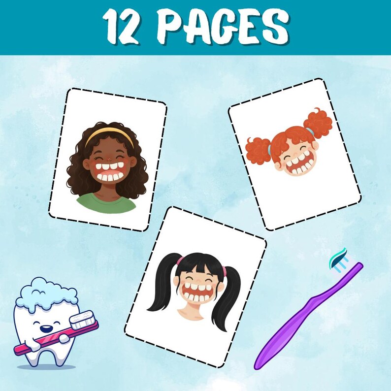 Brush Teeth Printable Activity for Kids Montessori Dental Health Game ...