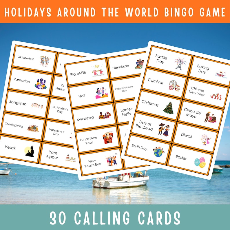 Holidays Around the World Bingo Game | Cultural Celebration Bingo ...