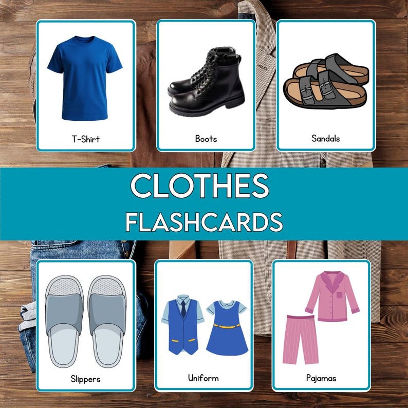 Clothes Flashcards Printable for Kids | Clothing Vocabulary Cards ...