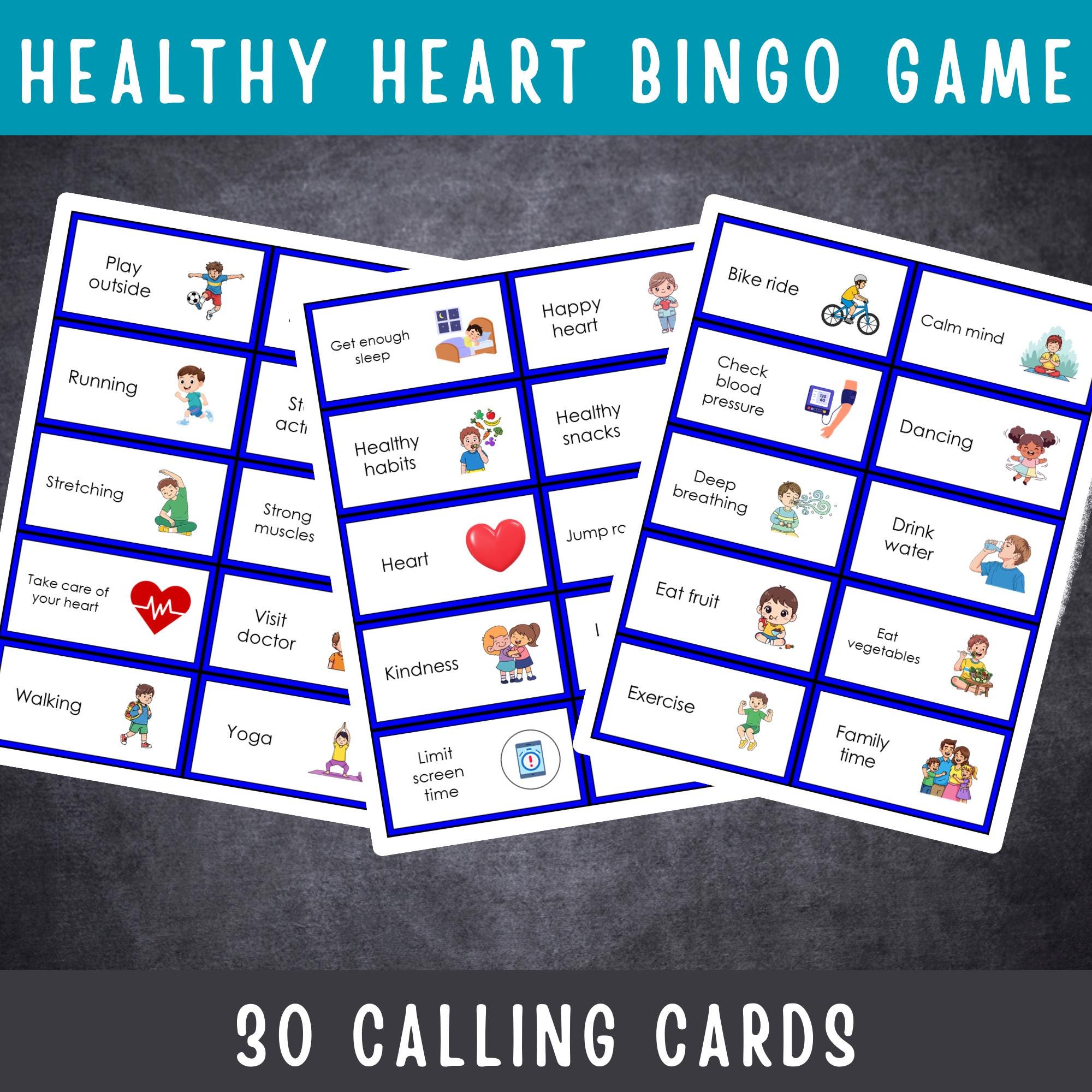 Healthy Heart Bingo Game Printable Health and Wellness Activity for ...