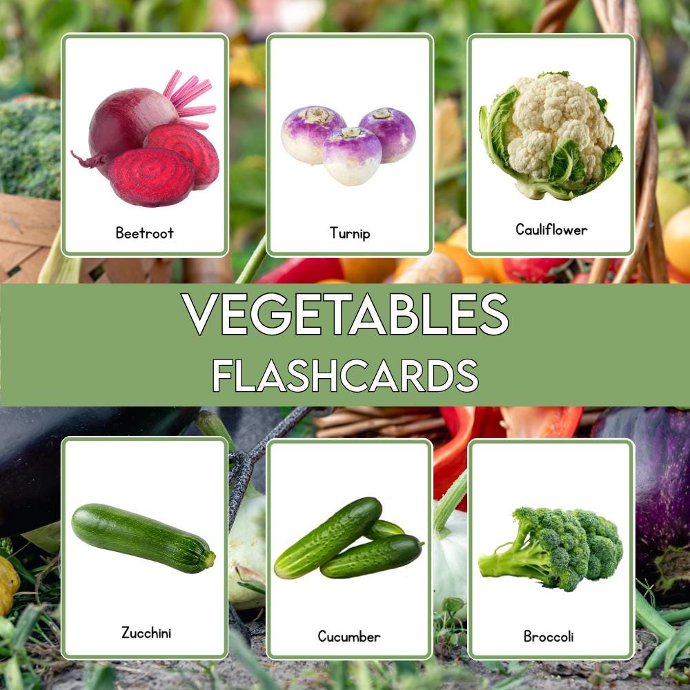 Vegetables Flashcards Printable Vegetable Vocabulary Cards for Kids ...