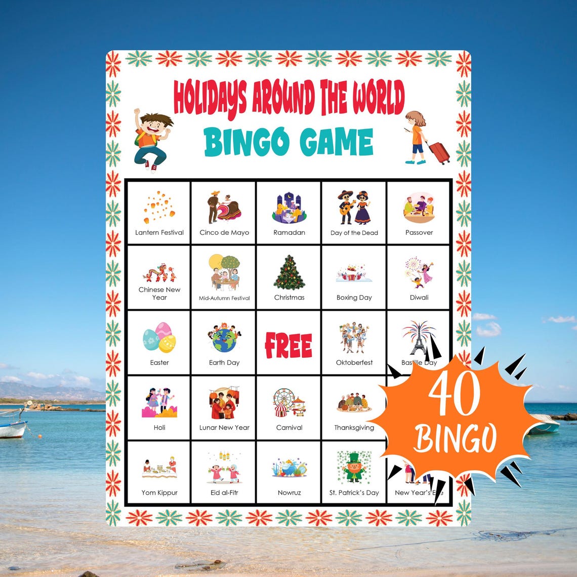 Holidays Around the World Bingo Game | Cultural Celebration Bingo ...