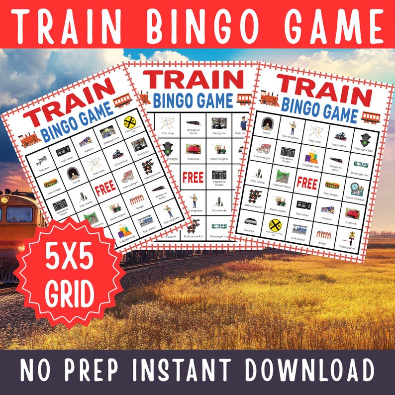 Train Bingo Game Printable Transportation Activity for Kids Classroom ...