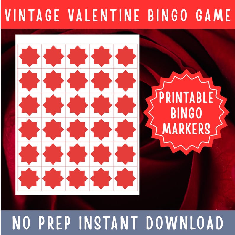 Vintage Valentine Bingo Game Printable Retro Love Cards Kids Classroom ...