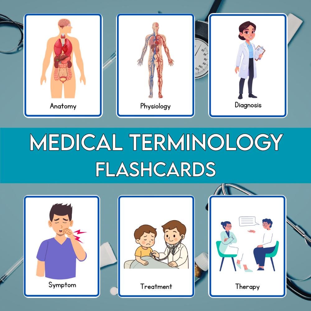 Medical Terminology Flashcards Printable | Healthcare Vocabulary Study ...